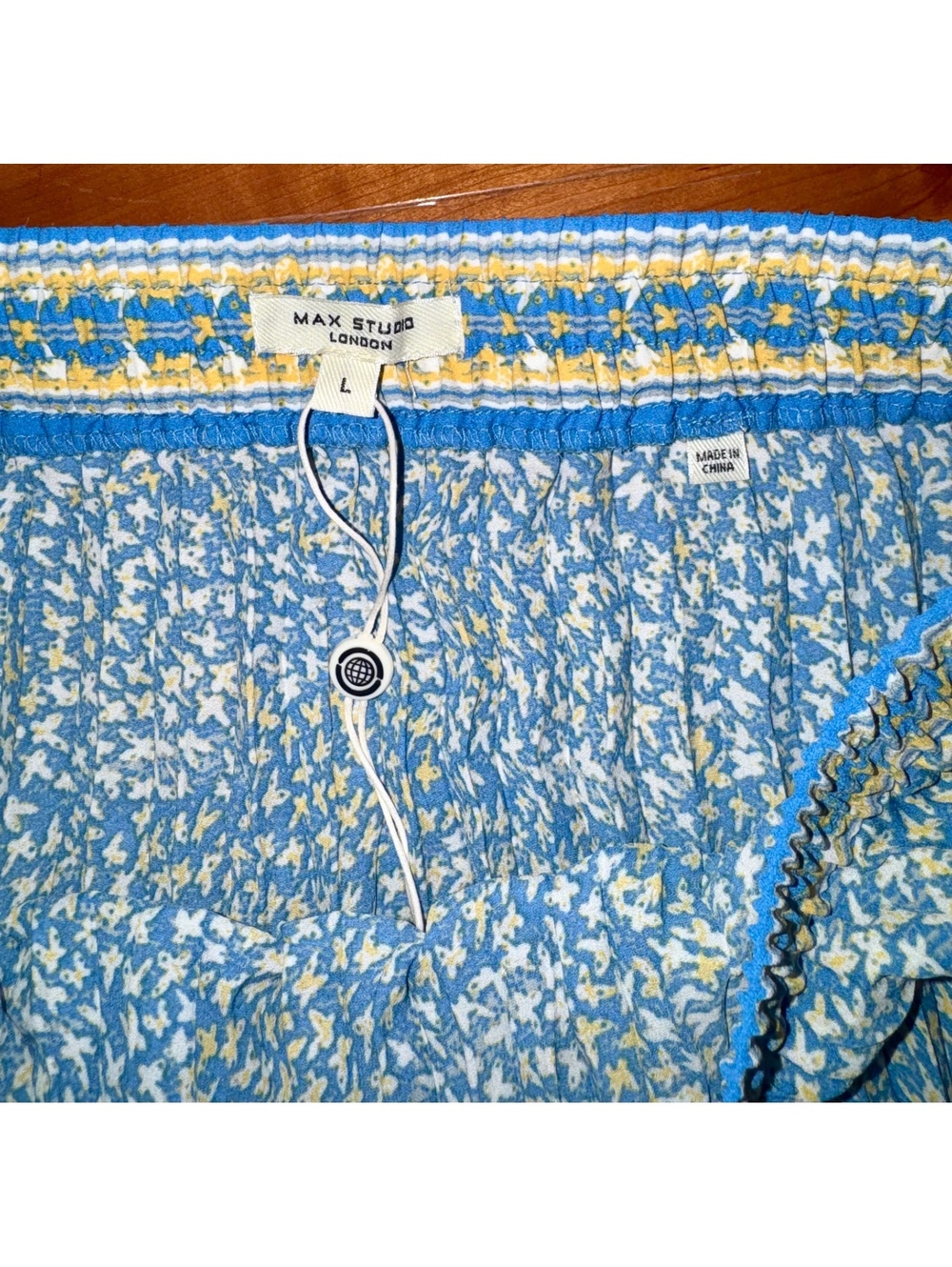 NWT Max Studio London Blue and Yellow Floral Maxi Skirt Size Large - Picture 2 of 7